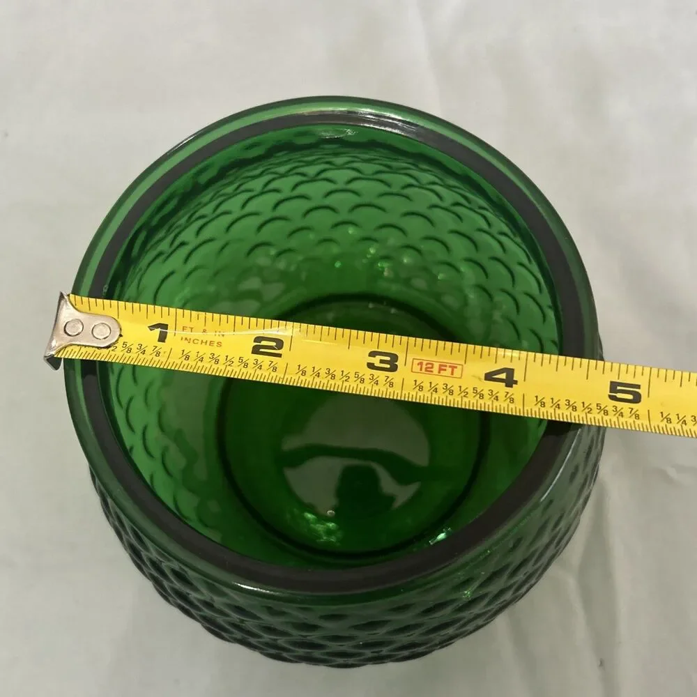Vintage E. O. Brody Co. Forest Green Fish Scale Glass Vase Bowl 4”
